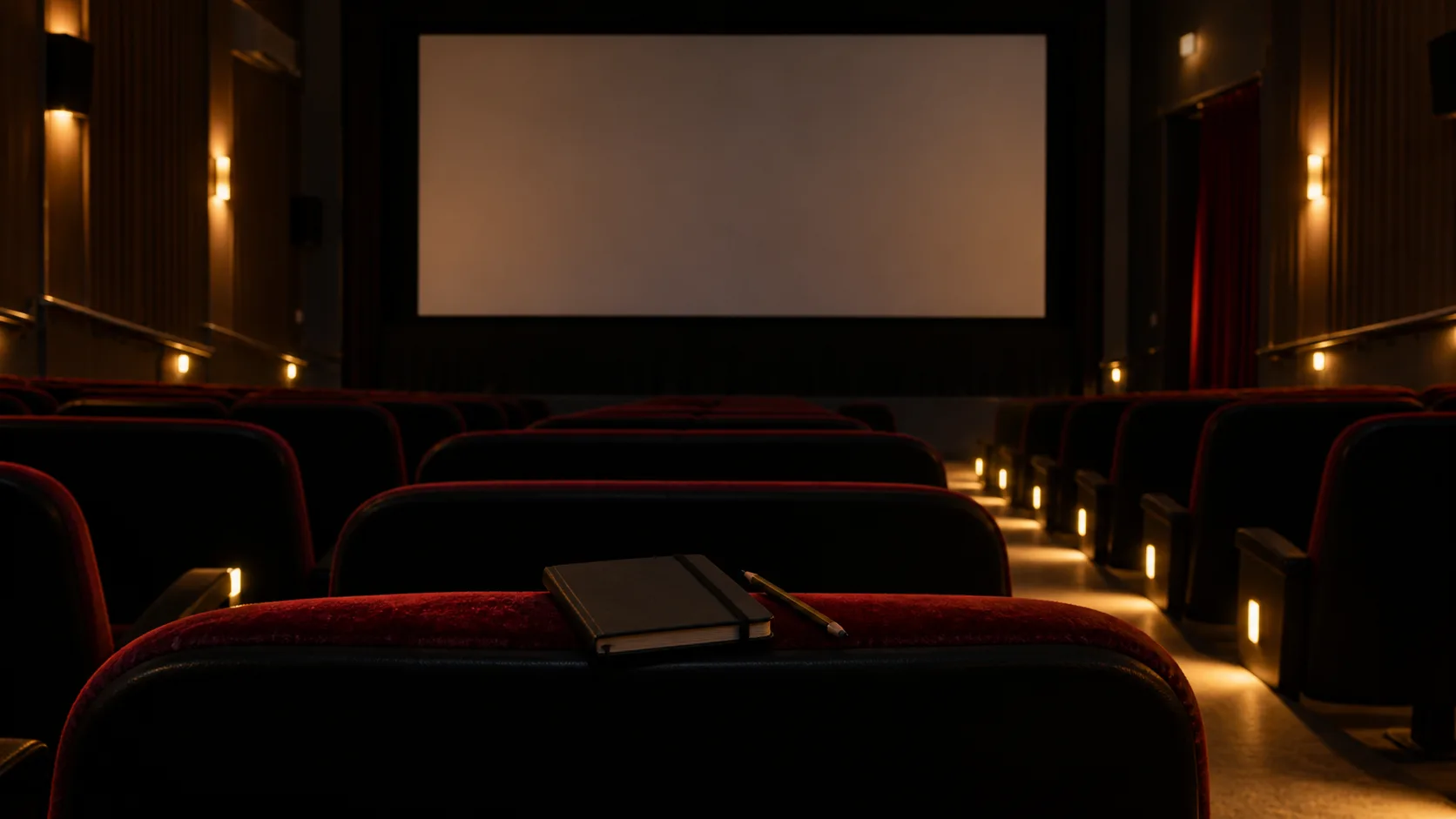 Una espectadora consulta la programación junto a carteles abstractos de un cine