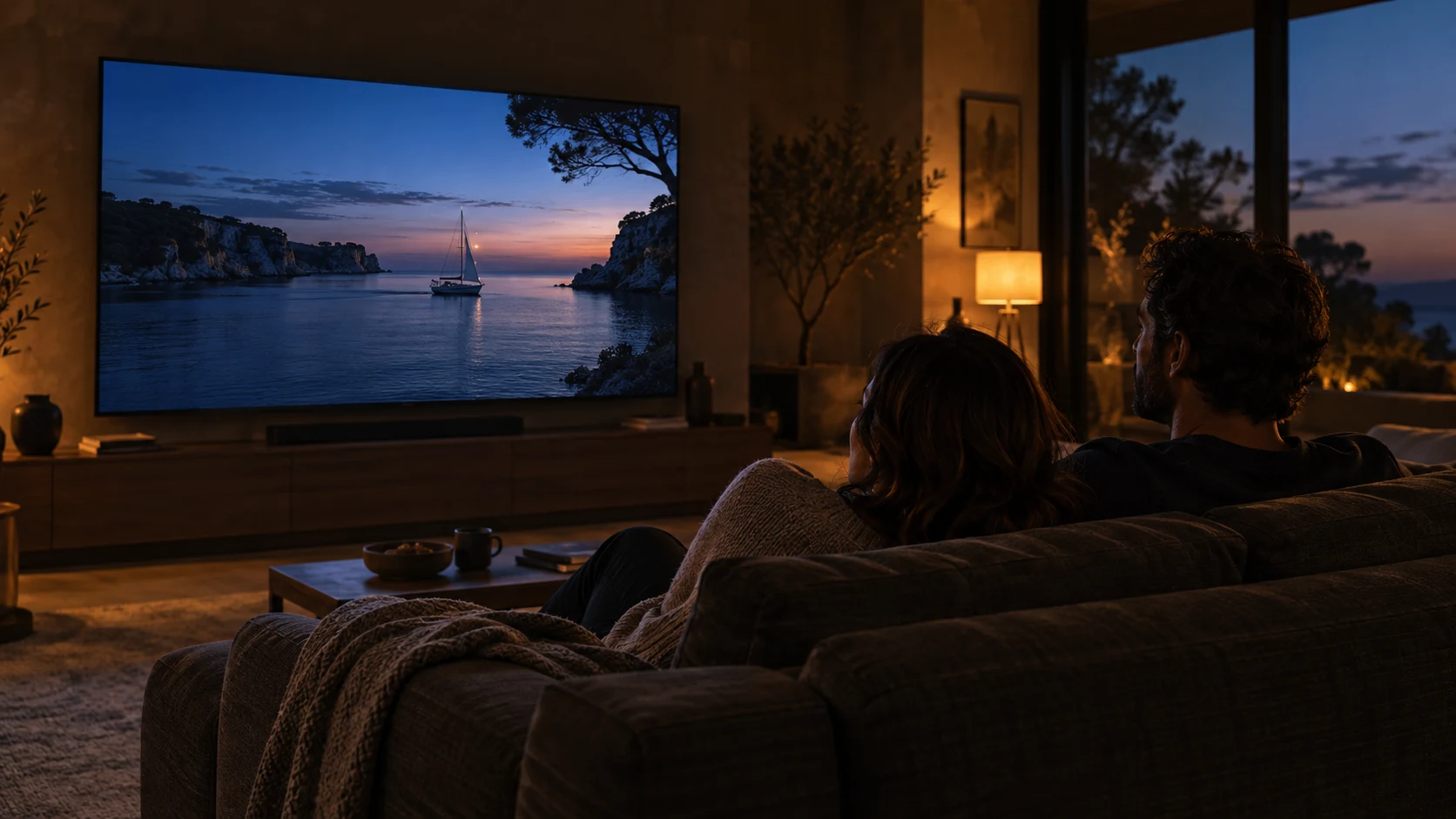 Dos personas preparadas para una noche de cine en casa